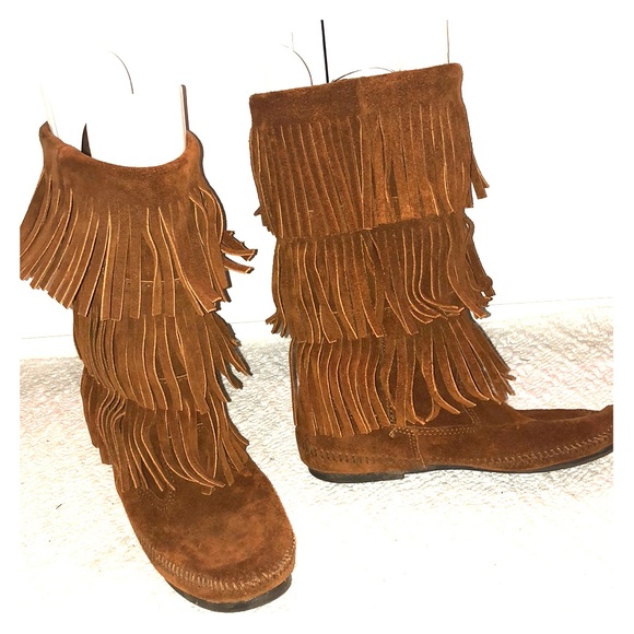 Fringe Calf High Boots - Picture 1 of 8